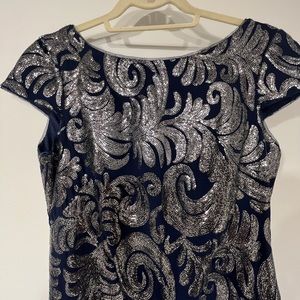 Adrianna Papell blue and silver dress, size 8